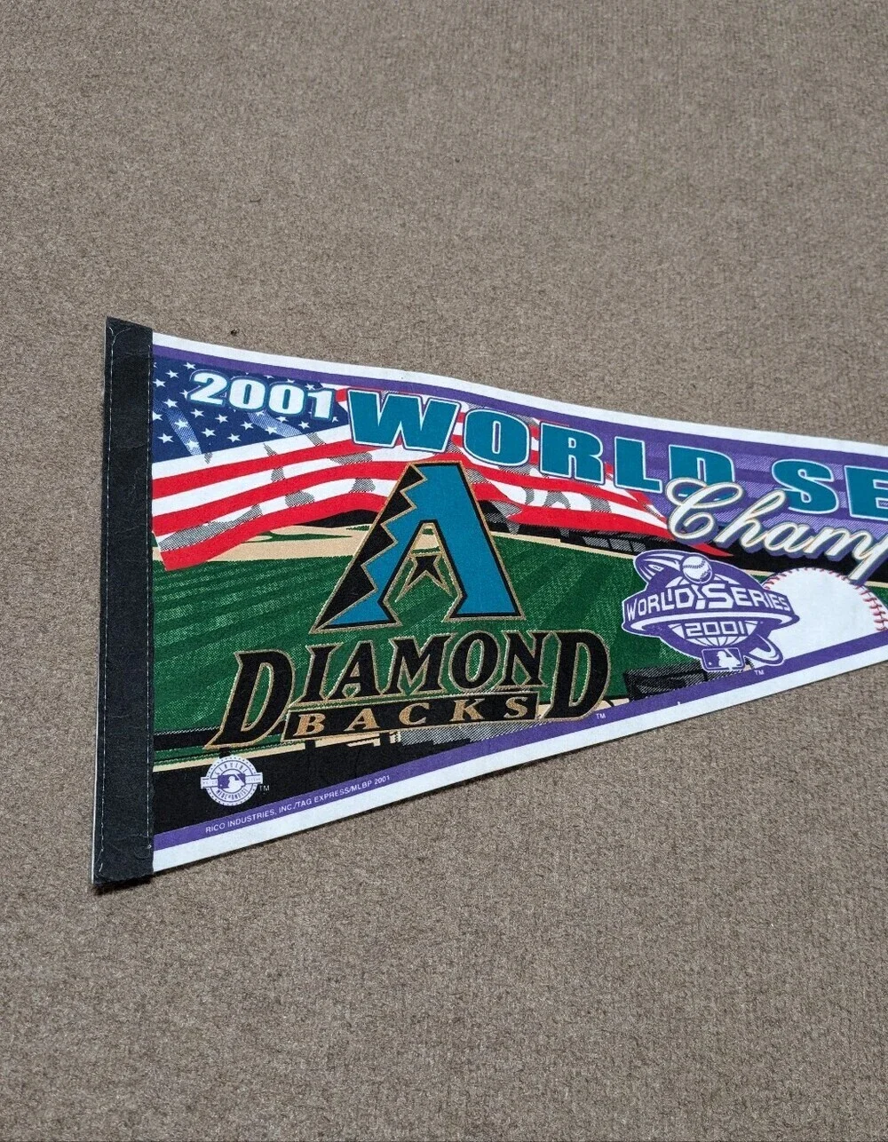 Vintage 2001 World Series Arizona Diamondbacks MLB Baseball Pennant